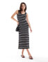 Фото #1 товара Mango stripe midi dress in black