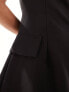 Kaiia tailored pocket detail cap sleeve mini dress in black