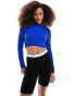 HUGO BLUE crop light knit jumper in blue