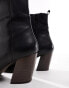 Фото #2 товара ASOS DESIGN heeled chelsea boot in black leather with natural sole