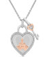 Фото #1 товара Enchanted Disney Fine Jewelry d100 White Quartz (3-1/20 ct. t.w.) Diamond (1/6 ct. t.w.) Heart and Key Pendant Necklace in Sterling Silver & 14k Rose Gold , 16" + 2" extender