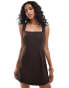 Closet London square neck mini dress in brown