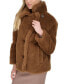 Фото #6 товара Women's Notched-Collar Single-Breasted Teddy Coat