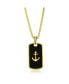 Stainless Steel Black and Gold or Black and Blue Anchor Dog Tag Necklace