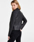 ფოტო #2 პროდუქტის Juniors'Faux-Leather Zip-Front Jacket