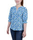 ფოტო #1 პროდუქტის Petite Elbow Sleeve Y-Neck Blouse