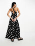 ASOS DESIGN scoop twist back midi dress in black and white spot