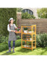 3-Tier Wooden Plant Stand with Weatherproof Asphalt Roof for Patio