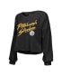 ფოტო #2 პროდუქტის Women's Threads T.J. Watt Black Distressed Pittsburgh Steelers Name and Number Off-Shoulder Script Cropped Long Sleeve V-Neck T-shirt