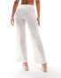 In The Style exclusive crochet wide leg beach trousers in white