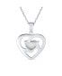 ფოტო #2 პროდუქტის Romantic Opulence Gemstone CZ Pave Accent Swirling Solitaire White Created Opal Heart Necklace Pendant For Women Sterling Silver October Birthstone
