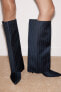 Fabric heeled knee-high boots