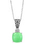 ფოტო #1 პროდუქტის EFFY® Dyed Green Jade & Diamond Accent 18" Pendant Necklace in Sterling Silver