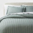 3pc King Luxe Striped Damask Duvet Cover and Sham Set Light Teal Green -