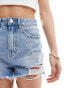 Фото #5 товара Stradivarius ripped denim short in light blue