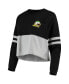 ფოტო #3 პროდუქტის Women's Black, Heather Gray Oregon Ducks Cropped Retro Jersey Long Sleeve T-shirt