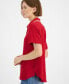 Фото #3 товара Women's Contrast-Collar Short-Sleeve Shirt