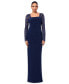 Women's Lace-Sleeve Square-Neck Gown