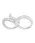 Cubic Zirconia Snake Double Finger Ring in Silver Plate