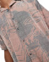 Фото #4 товара ONLY & SONS revere collar shirt with abstract aop in washed pink