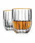 Pleat Gold Rim Double Old-Fashioned Glasses, Set of 4