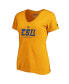 ფოტო #3 პროდუქტის Women's Gold St. Louis Blues Authentic Pro Secondary Logo V-Neck T-shirt