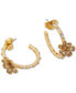 Gold-Tone Fleurette Small Hoop Earrings, 1"