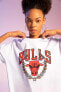 Фото #1 товара Fit Nba Chicago Bulls Oversize Fit Bisiklet Yaka Kısa Kollu Tişört