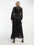 Reclaimed Vintage maxi satin dress with mixed scale lace in black