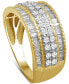 ფოტო #3 პროდუქტის Diamond Round & Baguette Multirow Band (1 ct. t.w.) in 14k White or Yellow Gold