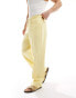 ASOS DESIGN pull on smart linen blend wide leg trousers in dusty yellow