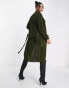 Femme Luxe knitted longline cardigan with belt detail in forest green