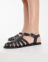 ASOS DESIGN Marina leather fisherman flat shoes in black