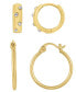 ფოტო #1 პროდუქტის Gold Plated Crystal Stone Duo Hoop Set Earrings