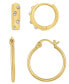 Фото #1 товара Gold Plated Crystal Stone Duo Hoop Set Earrings