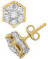 ფოტო #1 პროდუქტის Diamond Hexagon Cluster Stud Earrings (2 ct. t.w.) in 10k Gold