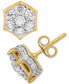 Фото #1 товара Diamond Hexagon Cluster Stud Earrings (2 ct. t.w.) in 10k Gold