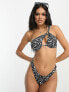 ASOS DESIGN mix and match one shoulder flexi wire bikini top in mono spot