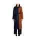 Women's Wool Blend Color Block Coat with Detachable Faux Fur Collar