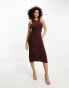 Фото #1 товара Glamorous knit bodycon maxi dress in fluffy chocolate