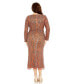 ფოტო #2 პროდუქტის Women's Plus Size Long Sleeve Embellished Gown