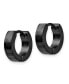 Stainless Steel Polished Black plated Hinged Hoop Earrings