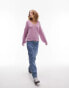 Topshop knitted premium v-neck mohair jumper in pink