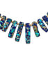 ფოტო #2 პროდუქტის Blue Peck Organic Faceted Beads Gemstone Irregular Stone Bib Fan Statement Collar Choker Necklaces Western Jewelry For Women Gold Plated Adjustable