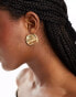 DesignB London flat hammered stud earrings in gold