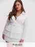 Фото #1 товара In The Style Plus plunge front blazer dress with pleated skirt in white