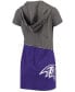 Фото #3 товара Women's Charcoal and Purple Baltimore Ravens Hooded Mini Dress