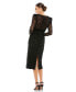 ფოტო #4 პროდუქტის Women's Embellished V Neck Illusion Long Sleeve Column Midi