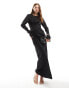 Фото #1 товара ASOS DESIGN satin long sleeve pleated front maxi dress in black