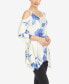 Фото #3 товара Women's Floral Printed Cold Shoulder Tunic Top